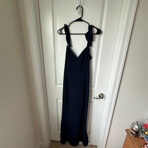 Women’s long navy blue dress. Ruffle sleeves. Brand new with tags.